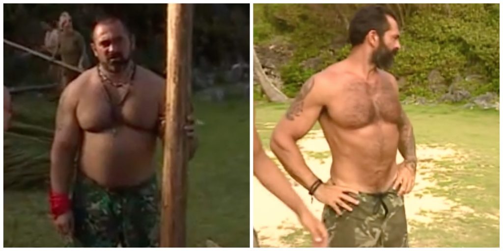 Σύγκριση παίκτη του Survivor πριν και μετά την παραμονή του στο παιχνίδι.