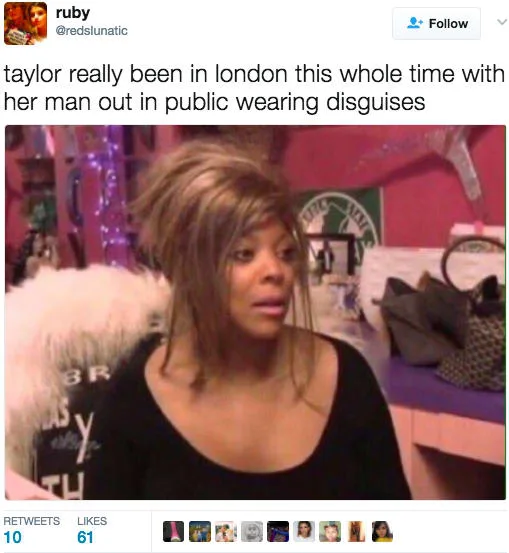 Στιγμιότυπο από tweet για την Taylor Swift με φωτογραφία της Wendy Williams.