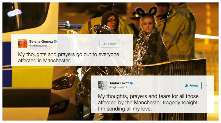 Tweets της Selena Gomez και της Taylor Swift για την τραγωδία στο Μάντσεστερ.