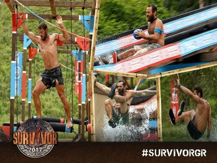 Κολάζ με παίκτες του Survivor 2017 σε αγωνίσματα.