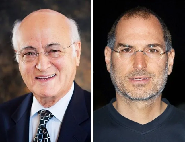 Κολάζ με τον Abdulfattah John Jandali και τον Steve Jobs.
