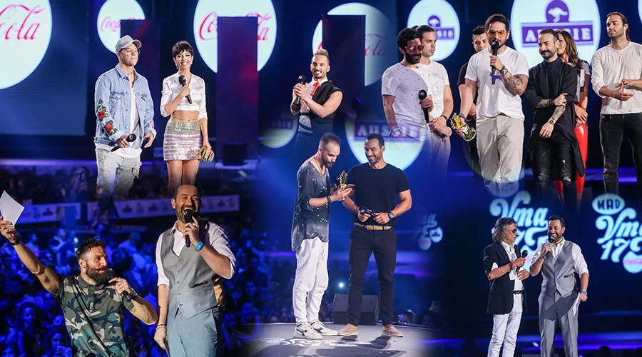 Καλλιτέχνες στη σκηνή των MAD Video Music Awards 2017.