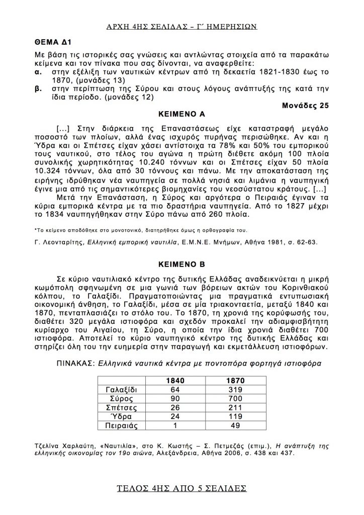 Θέματα Πανελληνίων 2017 στο μάθημα της Ιστορίας.