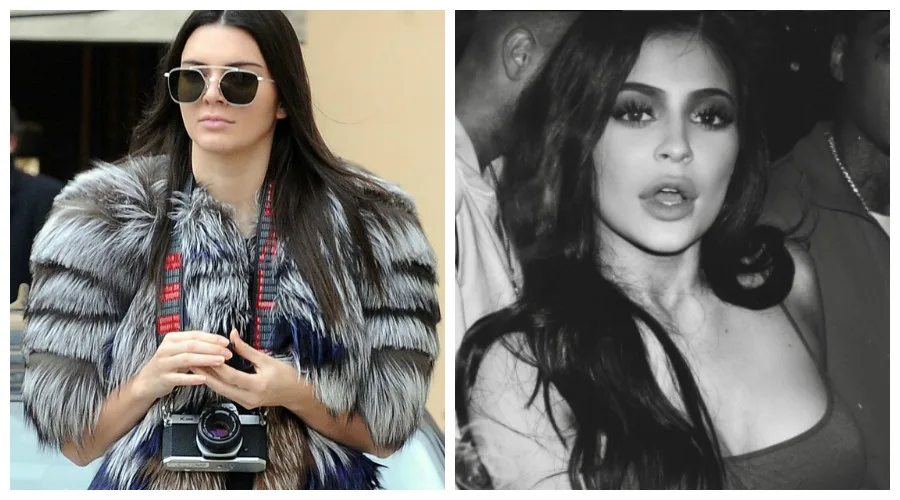 Η Kendall Jenner με κάμερα και η Kylie Jenner σε ασπρόμαυρο πορτρέτο.