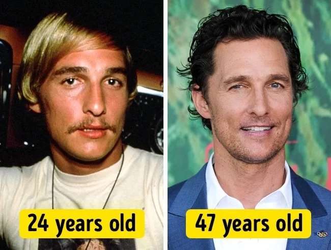 Κολάζ με τον Matthew McConaughey σε ηλικία 24 και 47 ετών.