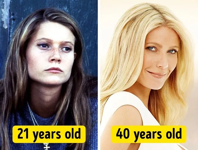 Σύγκριση φωτογραφιών της Gwyneth Paltrow στα 21 και στα 40 της χρόνια.