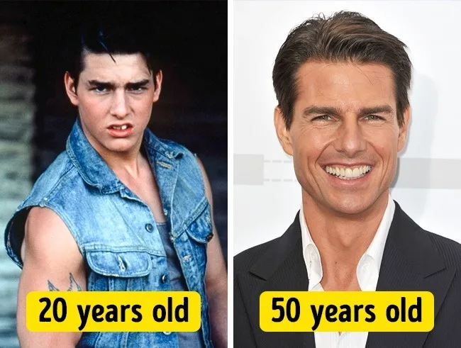 Ο Tom Cruise σε σύγκριση φωτογραφιών από την ηλικία των 20 και των 50 ετών.