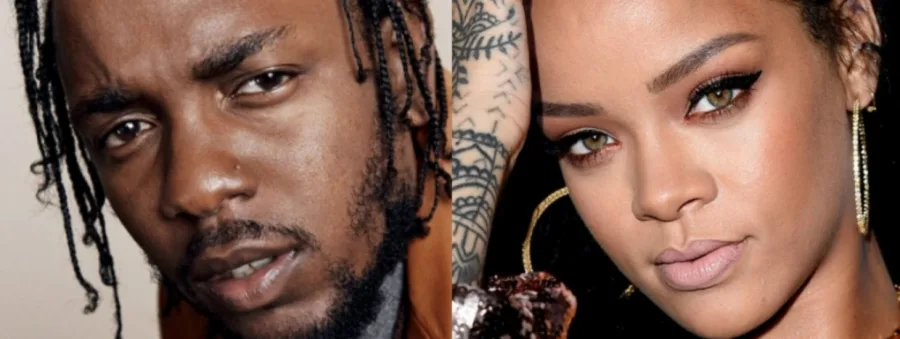 Ο Kendrick Lamar και η Rihanna σε κοντινό πλάνο.