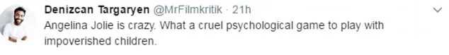 Στιγμιότυπο από ανάρτηση στο Twitter σχετικά με την Αντζελίνα Τζολί.