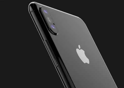 Πίσω όψη μαύρου iPhone με διπλή κάθετη κάμερα και το λογότυπο της Apple.