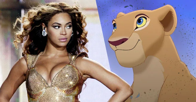 Η Beyoncé δίπλα στη Nala από την ταινία The Lion King.