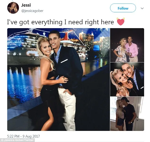 Στιγμιότυπο από το Twitter της Jessica Gober με φωτογραφίες της ίδιας και του συντρόφου της.