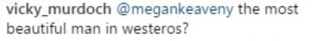 Στιγμιότυπο σχολίου στο Instagram για τον πιο όμορφο άντρα στο Westeros.