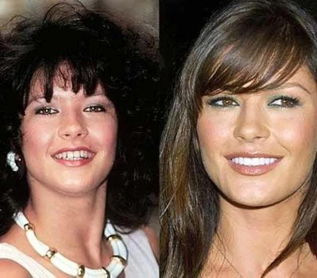 Κολάζ φωτογραφιών της Catherine Zeta-Jones από το παρελθόν και το παρόν.