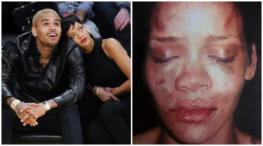 Ο Chris Brown και η Rihanna σε αγώνα μπάσκετ και φωτογραφία της Rihanna με σημάδια κακοποίησης.