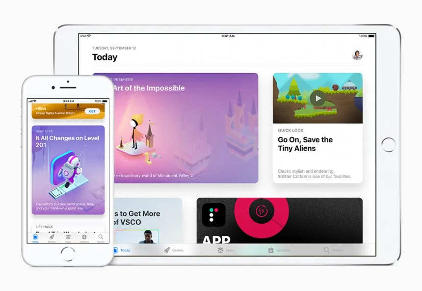 iPhone και iPad με το λειτουργικό σύστημα iOS 11 της Apple.