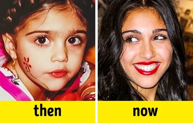Κολάζ φωτογραφιών με την κόρη της Madonna, Lourdes Leon, σε παιδική ηλικία και ως ενήλικη.