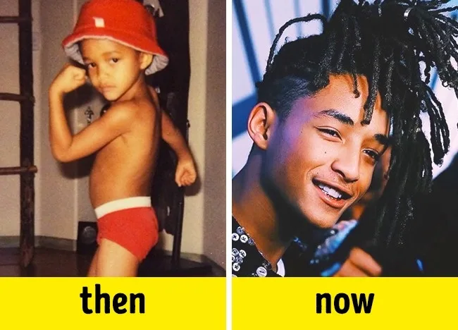 Κολάζ φωτογραφιών του Jaden Smith σε παιδική ηλικία και ως ενήλικα.