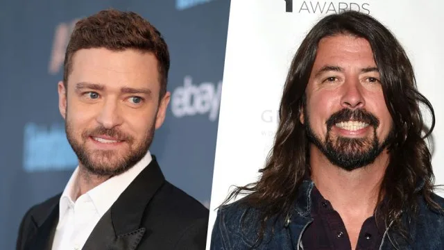 Ο Justin Timberlake και ο Dave Grohl των Foo Fighters σε κολλάζ φωτογραφιών.