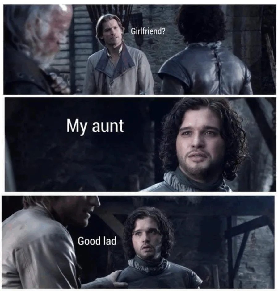 Meme με τον Jaime Lannister και τον Jon Snow από το Game of Thrones.