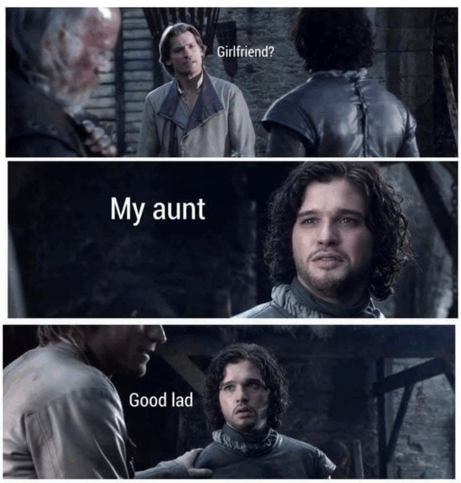 Meme με τον Jaime Lannister και τον Jon Snow από το Game of Thrones.