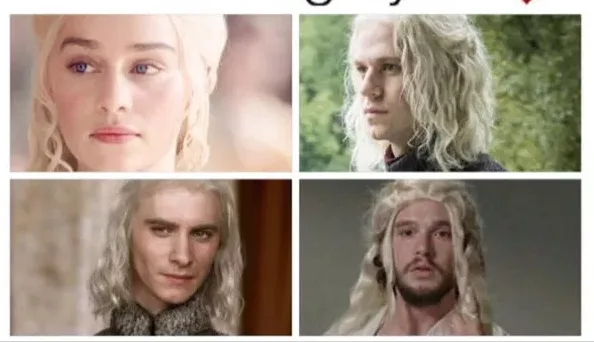 Κολάζ με τέσσερις χαρακτήρες από το Game of Thrones με ξανθά μαλλιά.