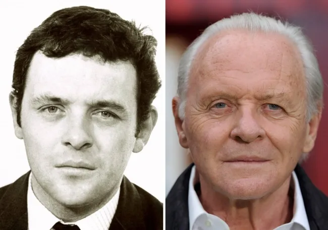 Κολάζ με δύο φωτογραφίες του Anthony Hopkins σε νεαρή και μεγαλύτερη ηλικία.