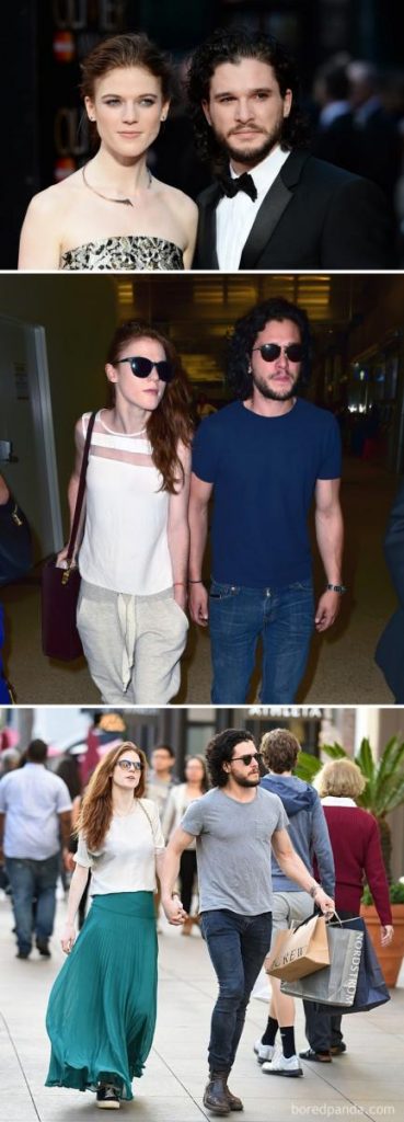Οι πρωταγωνιστές του Game of Thrones, Kit Harington και Rose Leslie, σε τρεις διαφορετικές εμφανίσεις.