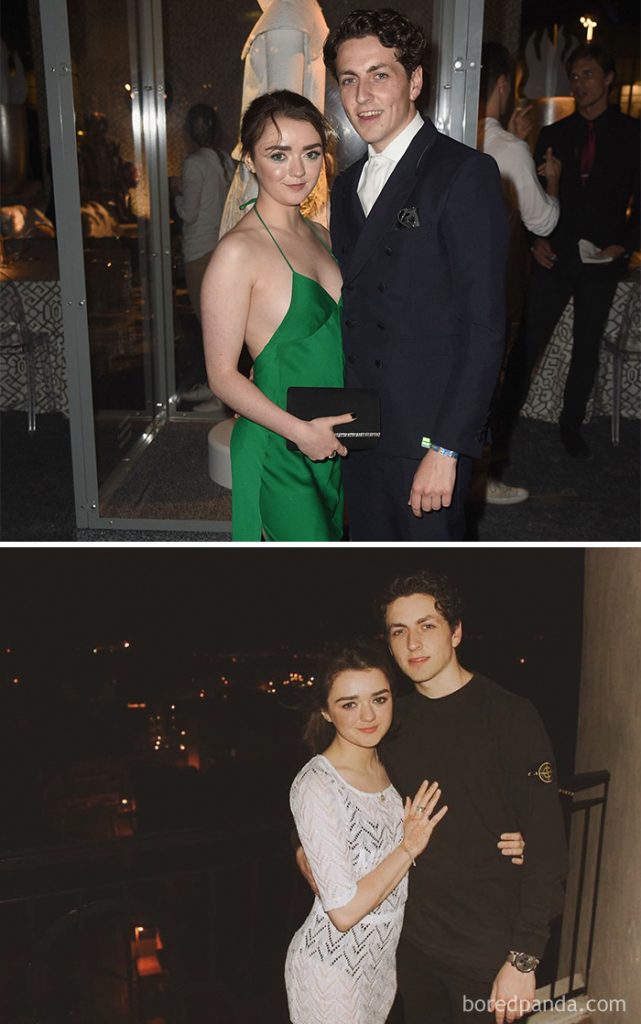 Η Maisie Williams με τον σύντροφό της σε δύο διαφορετικές φωτογραφίες.