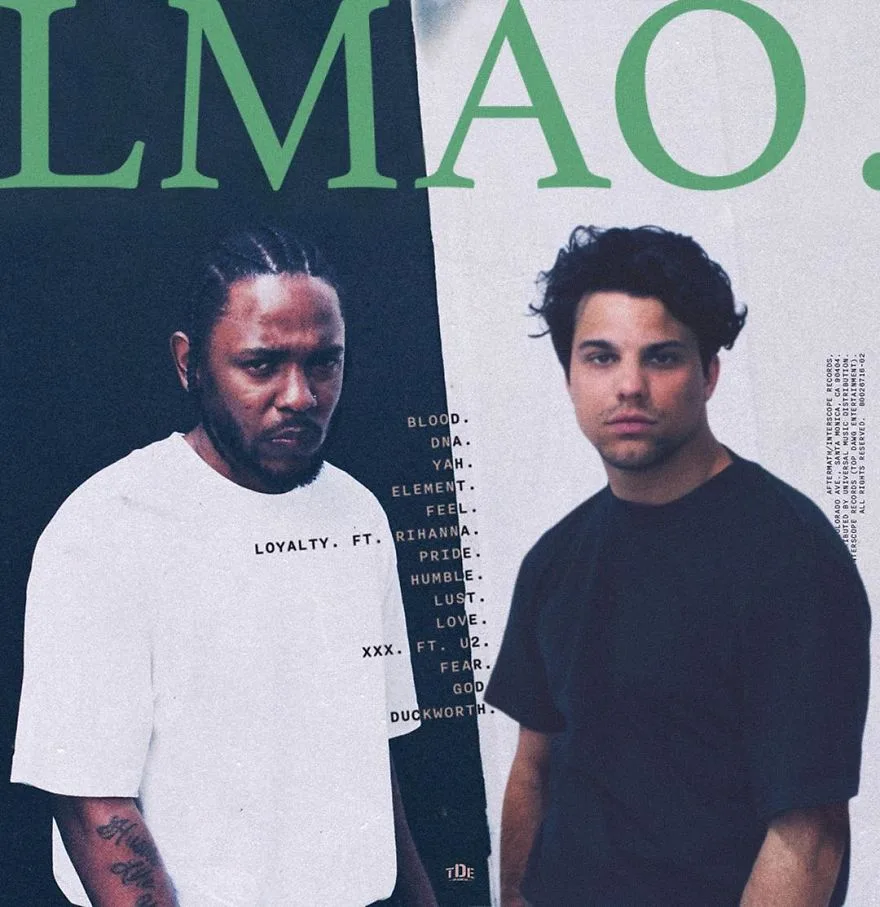 Ο Average Bob δίπλα στον Kendrick Lamar σε επεξεργασμένη φωτογραφία του άλμπουμ DAMN.