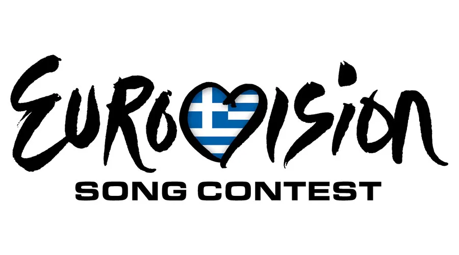 Το λογότυπο της Eurovision με την ελληνική σημαία μέσα στην καρδιά.