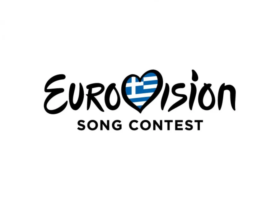 Το λογότυπο της Eurovision Song Contest με την ελληνική σημαία μέσα στην καρδιά.