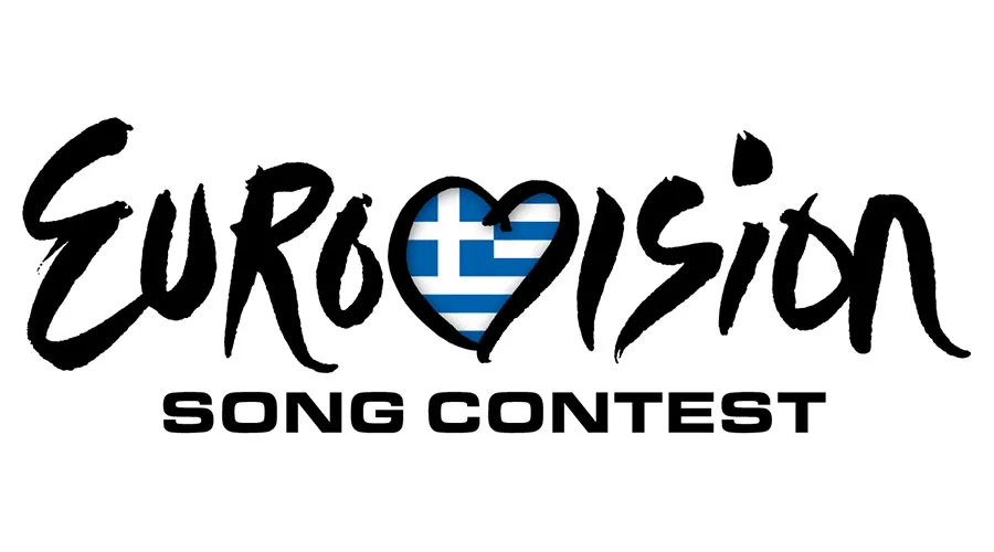 Το λογότυπο της Eurovision με την ελληνική σημαία μέσα στην καρδιά.