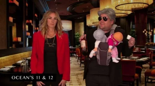Η Julia Roberts και ο James Corden σε αναπαράσταση της ταινίας Ocean's 11.