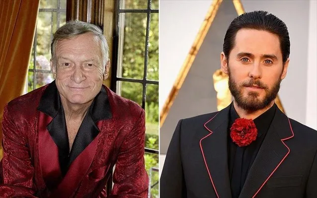 Ο Hugh Hefner και ο Jared Leto σε κολλάζ φωτογραφιών.