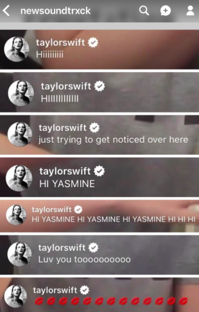 Στιγμιότυπο οθόνης από σχόλια της Taylor Swift σε Instagram Live.