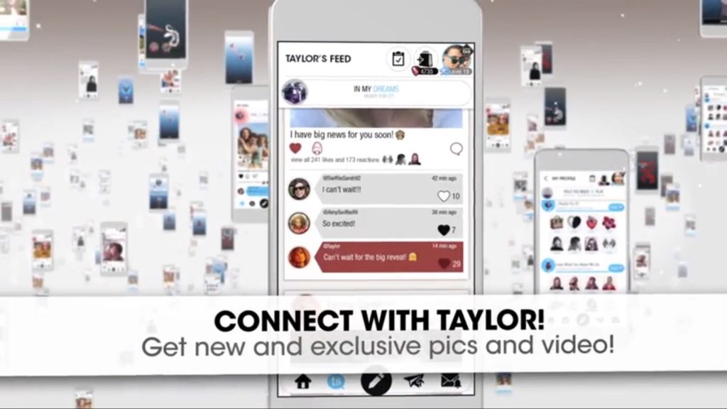 Προεπισκόπηση της εφαρμογής The Swift Life της Taylor Swift σε κινητό τηλέφωνο.