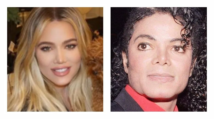 Κολάζ με την Khloé Kardashian και τον Michael Jackson.