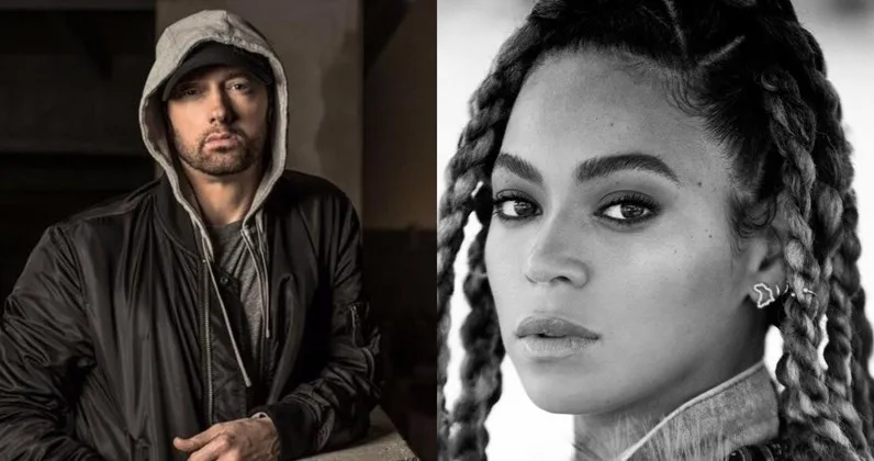 Ο Eminem και η Beyoncé σε κολάζ φωτογραφιών.