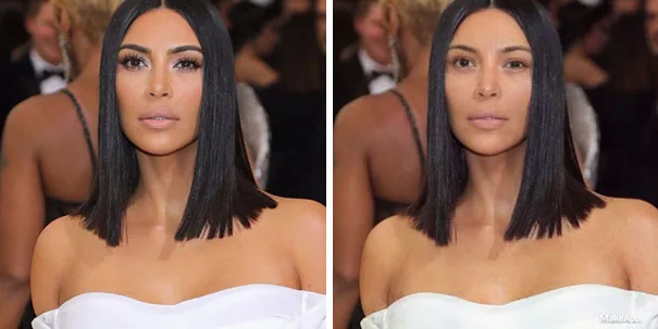 Σύγκριση της Kim Kardashian με και χωρίς μακιγιάζ μέσω εφαρμογής.