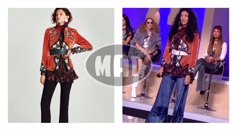 Κολάζ με μοντέλο και παίκτρια του My Style Rocks με το ίδιο σύνολο