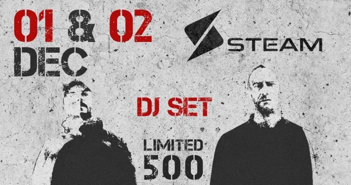 Αφίσα για DJ set των Κ.Βήτα και Mikael Delta στο Steam, 1 και 2 Δεκεμβρίου.