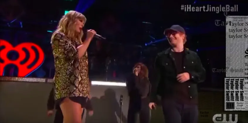 Η Taylor Swift και ο Ed Sheeran στη σκηνή του Jingle Bell Ball.
