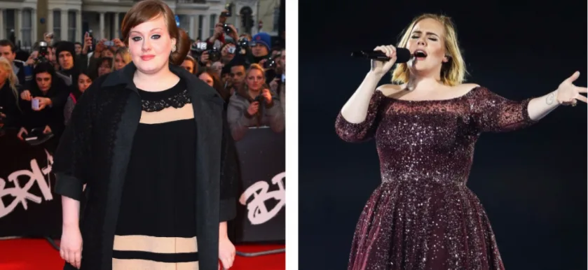 Η Adele σε δύο διαφορετικές χρονικές στιγμές της καριέρας της.