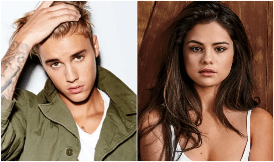 Ο Justin Bieber και η Selena Gomez σε κολλάζ φωτογραφιών.