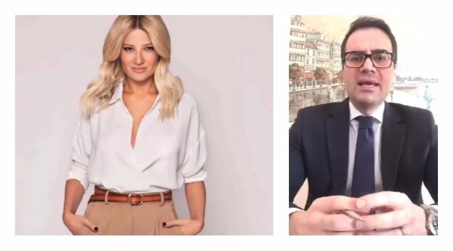 Η Φαίη Σκορδά και ένας δικηγόρος σε κολλάζ φωτογραφιών.