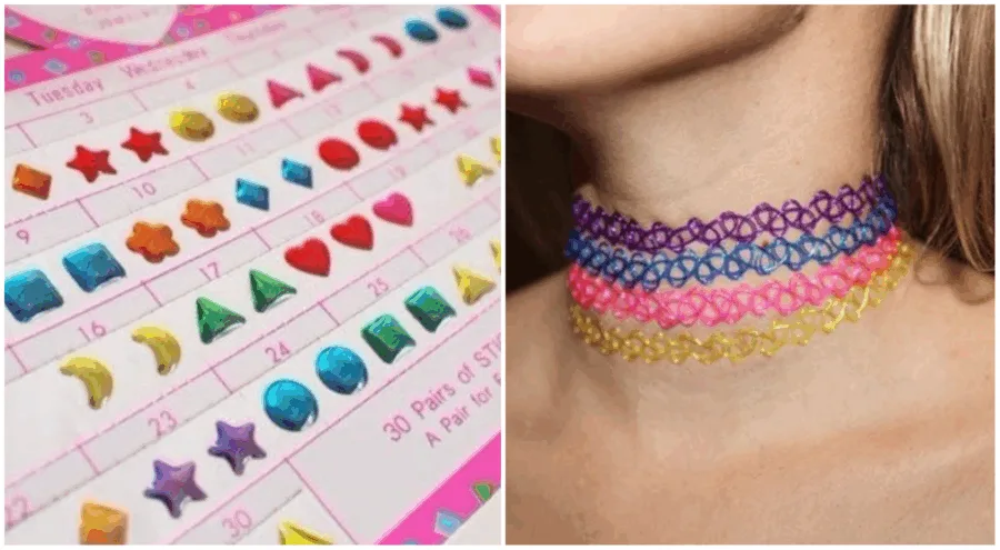 Αυτοκόλλητα σκουλαρίκια και κολιέ choker.