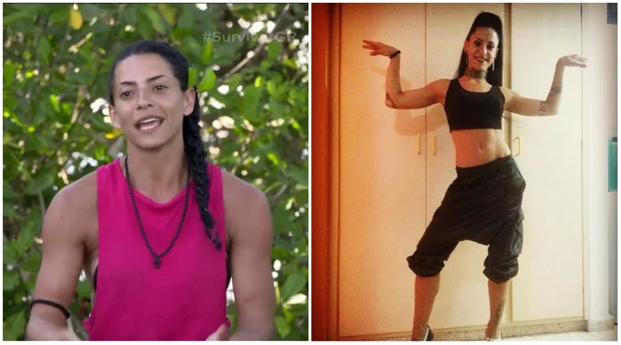 Κοπέλα από το Survivor 2 σε δύο διαφορετικές φωτογραφίες.