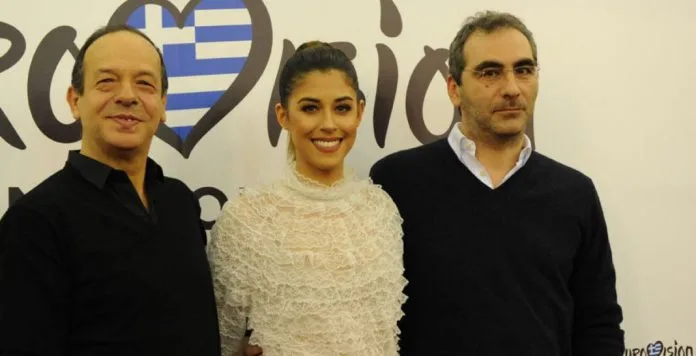 Ο Φωκάς Ευαγγελινός, η Demy και ο Δημήτρης Κοντόπουλος σε εκδήλωση για τη Eurovision.