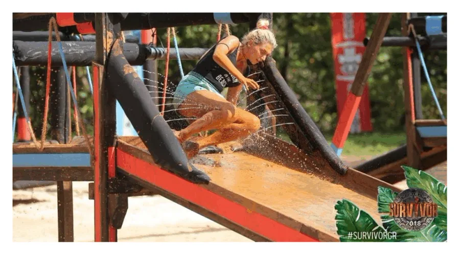 Η Κωνσταντίνα Σπυροπούλου σε αγώνισμα του Survivor 2018.